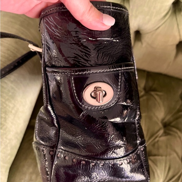 Vintage Black Patent Leather Coach Open Tote - Picture 4 of 7